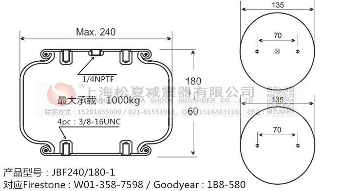 JBF240-180-1橡膠<a href='http://www.sc028ly.com/' target='_blank'><u>空氣彈簧</u></a>