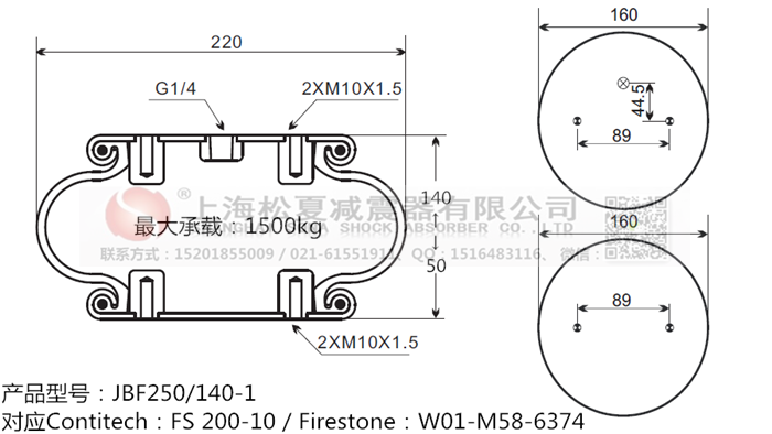 JBF250/140-1橡膠<a href='http://www.sc028ly.com/' target='_blank'><u>空氣彈簧</u></a>