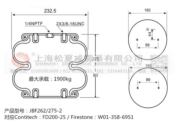 JBF262/275-2橡膠<a href='http://www.sc028ly.com/' target='_blank'><u>空氣彈簧</u></a>