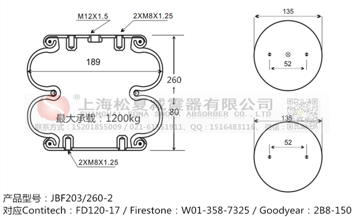 JBF203/260-2橡膠<a href='http://www.sc028ly.com/' target='_blank'><u>空氣彈簧</u></a>